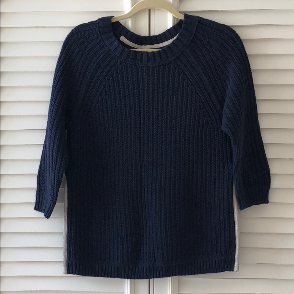 J.Crew Cable Knit Side Zippers 3/4 Sleeve Sweater